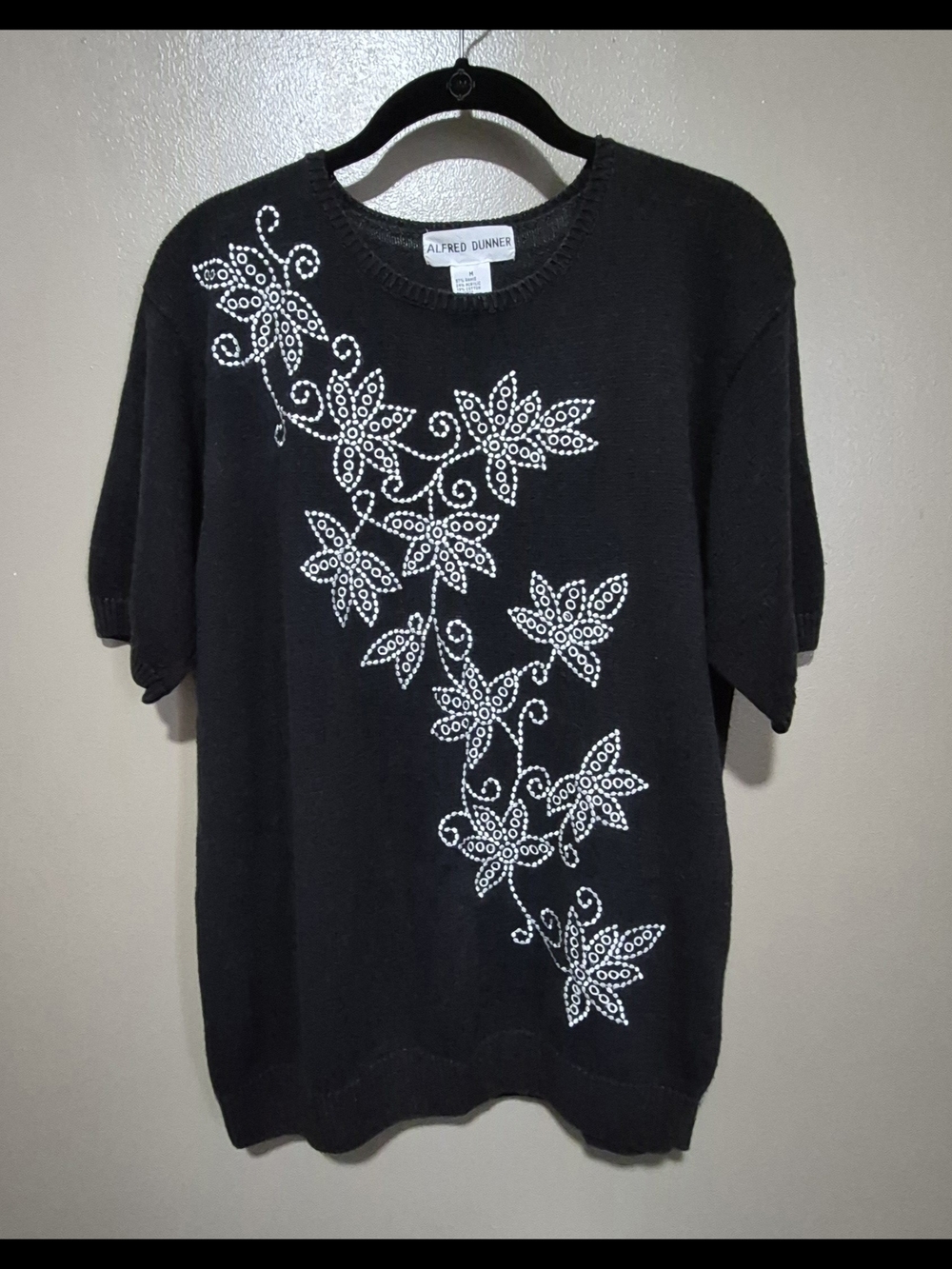 Alfred Dunner Women's Short Sleeve Floral Sweater, Grandma Chic. Cottage Core, M